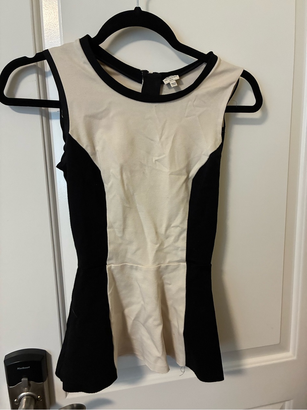 Wilfred Black & Cream Sleeveless Peplum Top